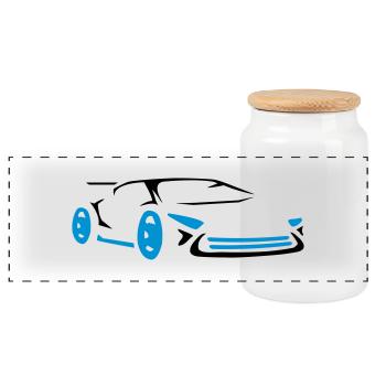 Cool car racing sports car racing - Panoramic Cookie Jar with Wooden Lid - white - Front