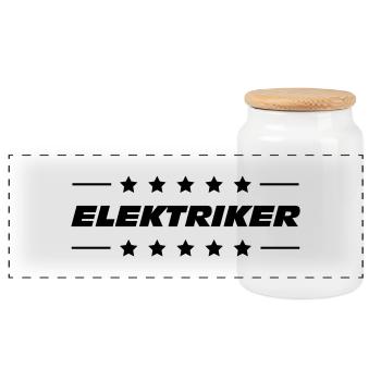 Elektriker / Elektrizität / Handwerker / Reparatur - Panorama Keksdose mit Holzdeckel - Weiß - Vorne