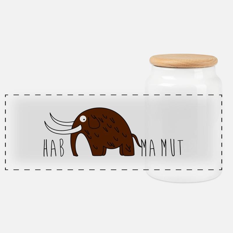 Mammut und Mut - Panorama Keksdose mit Holzdeckel - Weiß