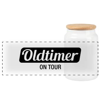 oldtimer_on_tour_f1 - Panorama Keksdose mit Holzdeckel - Weiß - Vorne