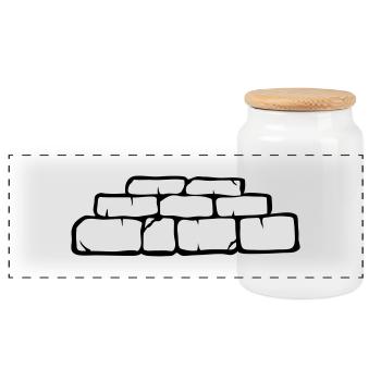 mur brique parpin - Boîte à biscuits avec couvercle en bois - blanc - Devant