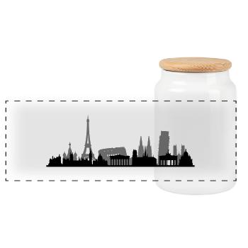 Skyline - Europa - Panorama Keksdose mit Holzdeckel - Weiß - Vorne
