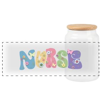 Cool Flower Nurse Cadeau pour les infirmières futures infirmières - Boîte à biscuits avec couvercle en bois - blanc - Devant