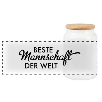 Beste Mannschaft der Welt - Panorama Keksdose mit Holzdeckel - Weiß - Vorne