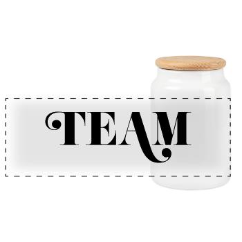 Team - Panoramic Cookie Jar with Wooden Lid - white - Front