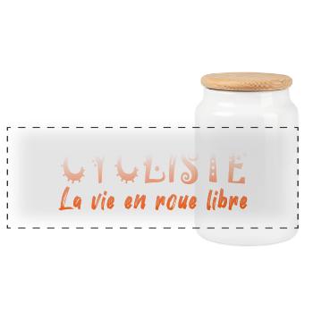 CYCLIST Freewheeling life cycling bicycles - Panoramic Cookie Jar with Wooden Lid - white - Front