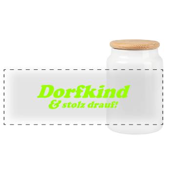 Dorfkind und stolz drauf! - Panorama Keksdose mit Holzdeckel - Weiß - Vorne