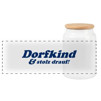 Dorfkind und stolz drauf! - Panorama Keksdose mit Holzdeckel - Weiß - Vorne