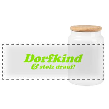Dorfkind und stolz drauf! - Panorama Keksdose mit Holzdeckel - Weiß - Vorne