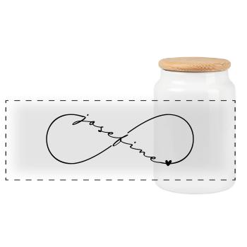 Josefine Name Infinitysymbol - Panorama Keksdose mit Holzdeckel - Weiß - Vorne