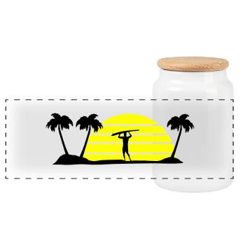 surfing - Panoramic Cookie Jar with Wooden Lid - white - Front