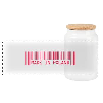 Made in Poland - Polska - Poland - Barcode - Dash - Panoramic Cookie Jar with Wooden Lid - white - Front