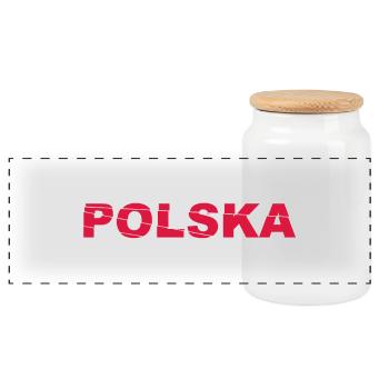 Polska Lettering - Polen - Poland - polnisch - Panorama Keksdose mit Holzdeckel - Weiß - Vorne
