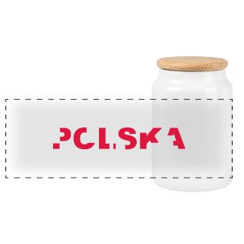 Polska Lettering - Polen - Poland - polnisch - Panorama Keksdose mit Holzdeckel - Weiß - Vorne