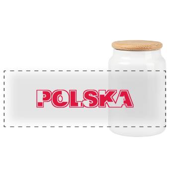 Polska Lettering - Polen - Poland - polnisch - Panorama Keksdose mit Holzdeckel - Weiß - Vorne