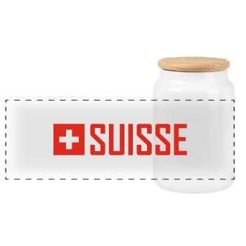 Suisse - Drapeau - Schwiiz - Suisse - Suisse - Boîte à biscuits avec couvercle en bois - blanc - Devant