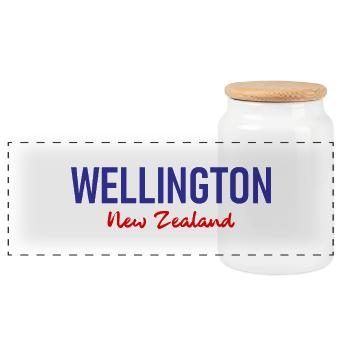 Wellington - Nouvelle-Zélande - Aotearoa - Kiwi - Maori - Boîte à biscuits avec couvercle en bois - blanc - Devant