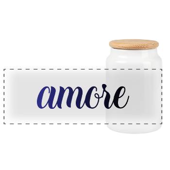 amore - Italia - Italy - Love Italian Love - Panoramic Cookie Jar with Wooden Lid - white - Front
