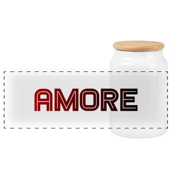 amore - Italie - Italie - Amour Amour Italien - Boîte à biscuits avec couvercle en bois - blanc - Devant