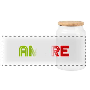 amore - Italia - Italy - Love Italian Love - Panoramic Cookie Jar with Wooden Lid - white - Front