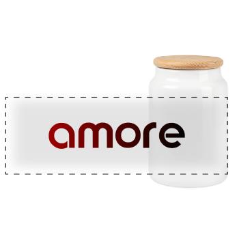 amore - Italia - Italy - Love Italian Love - Panoramic Cookie Jar with Wooden Lid - white - Front