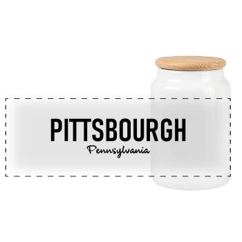 Pittsbourgh - Pennsylvania - USA - America - Panoramic Cookie Jar with Wooden Lid - white - Front