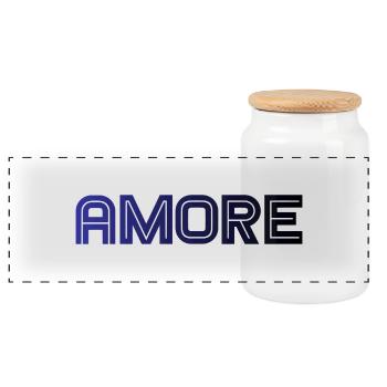 amore - Italie - Italie - Amour Amour Italien - Boîte à biscuits avec couvercle en bois - blanc - Devant