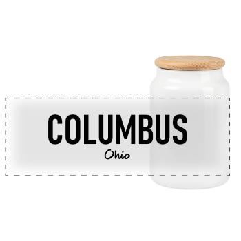 Columbus - Ohio - USA - United States of America - Panoramic Cookie Jar with Wooden Lid - white - Front