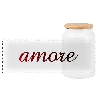 amore - Italia - Italy - Love Italian Love - Panoramic Cookie Jar with Wooden Lid - white - Front