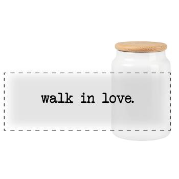 walk in love - love - in love - Panoramic Cookie Jar with Wooden Lid - white - Front