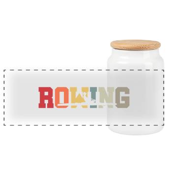 Rowing - Rowing - Rower - Rower - Aviron - Panoramic Cookie Jar with Wooden Lid - white - Front