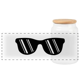 Conception de lunettes de soleil - Boîte à biscuits avec couvercle en bois - blanc - Devant