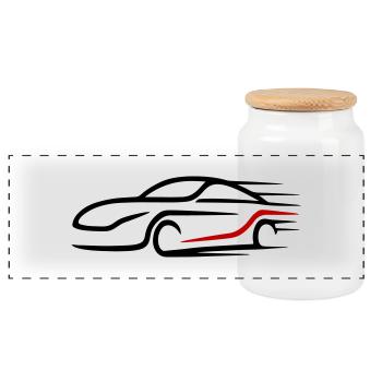 Car Turbo Logo Racing Car - Panoramic Cookie Jar with Wooden Lid - white - Front