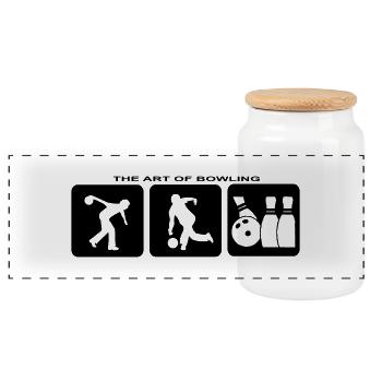 Bowling Bowling Pins Sports Bowling Club Jersey - Panoramic Cookie Jar with Wooden Lid - white - Front