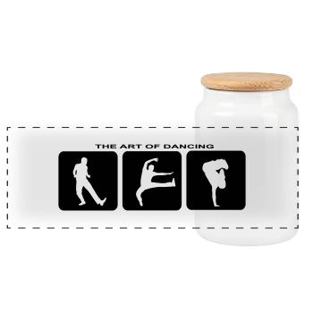 Dancing Yoga Ballet Rock Fun Fun Party Music - Panoramic Cookie Jar with Wooden Lid - white - Front