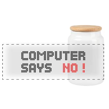 computer says no - Panoramic Cookie Jar with Wooden Lid - white - Front