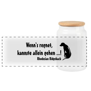 Rhodesian Ridgeback Regen - Panorama Keksdose mit Holzdeckel - Weiß - Vorne