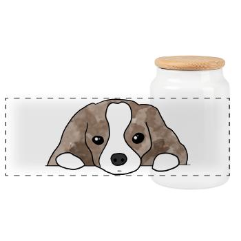 Hund - Panorama Keksdose mit Holzdeckel - Weiß - Vorne