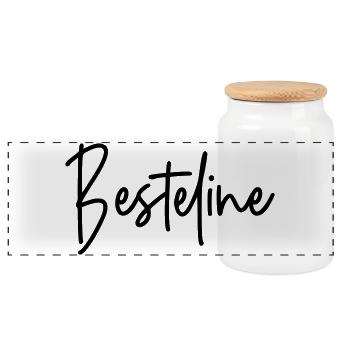 Besteline (Farbwechsel möglich) - beste Freundin - Panorama Keksdose mit Holzdeckel - Weiß - Vorne