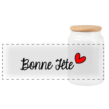 BONNE FÊTE. FÊTE DES MÈRES. FÊTE DES PÈRES. FÊTE - Boîte à biscuits avec couvercle en bois - blanc - Devant