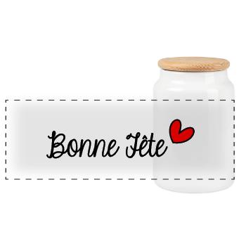 BONNE FÊTE. FÊTE DES MÈRES. FÊTE DES PÈRES. FÊTE - Boîte à biscuits avec couvercle en bois - blanc - Devant