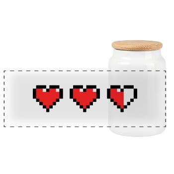 Pixel Herz - Panorama Keksdose mit Holzdeckel - Weiß - Vorne