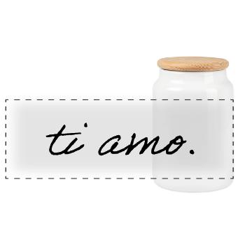 ti amo. - Boîte à biscuits avec couvercle en bois - blanc - Devant
