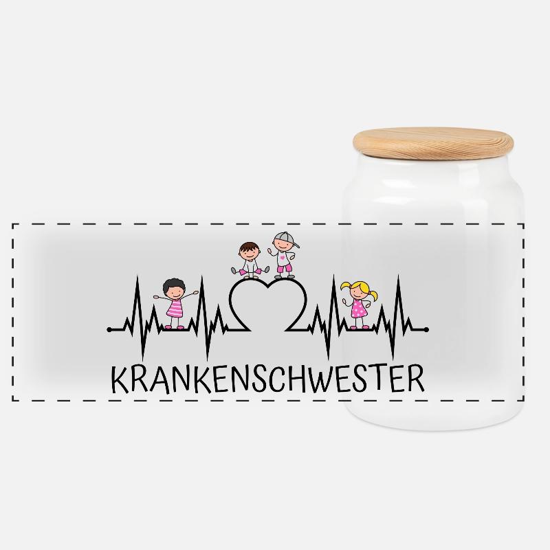 Krankenschwester Kinder Kinderkrankenschwester - Panorama Keksdose mit Holzdeckel - Weiß