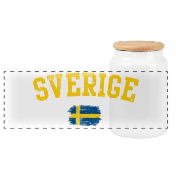 Sverige-Bogen-Flaggenemblem - Panorama Keksdose mit Holzdeckel - Weiß - Vorne