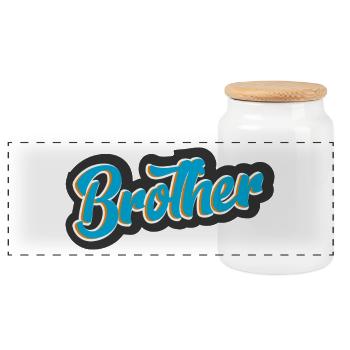 frère - Boîte à biscuits avec couvercle en bois - blanc - Devant