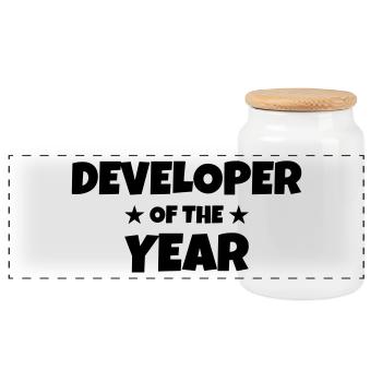 Entwickler / Informatiker / Programmierer / - Panorama Keksdose mit Holzdeckel - Weiß - Vorne