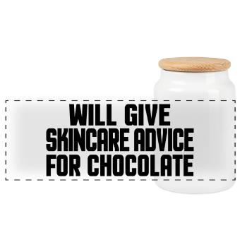 Funny Skincare Physician Derma & Chocolate Lovers - Panoramic Cookie Jar with Wooden Lid - white - Front