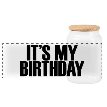 Es ist mein Geburtstag Cooles Geburtstagsparty-Geschenk & Outfit - Panorama Keksdose mit Holzdeckel - Weiß - Vorne