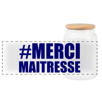 MAÎTRESSE. MERCI. MERCI MAÎTRESSE - Boîte à biscuits avec couvercle en bois - blanc - Devant